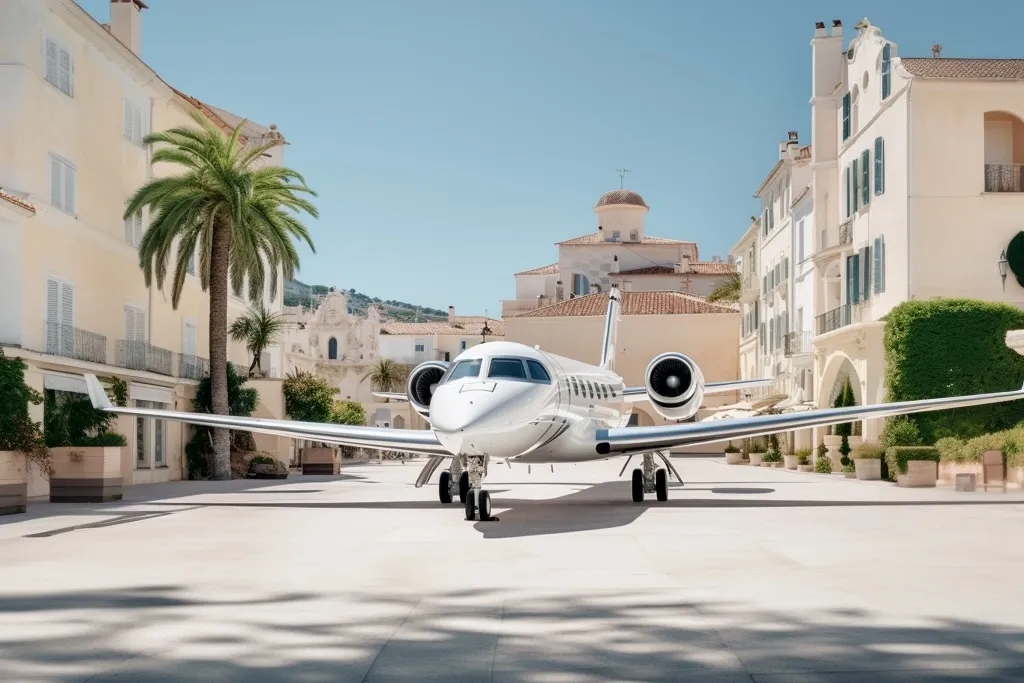 A private jet in the city of Saint Tropez